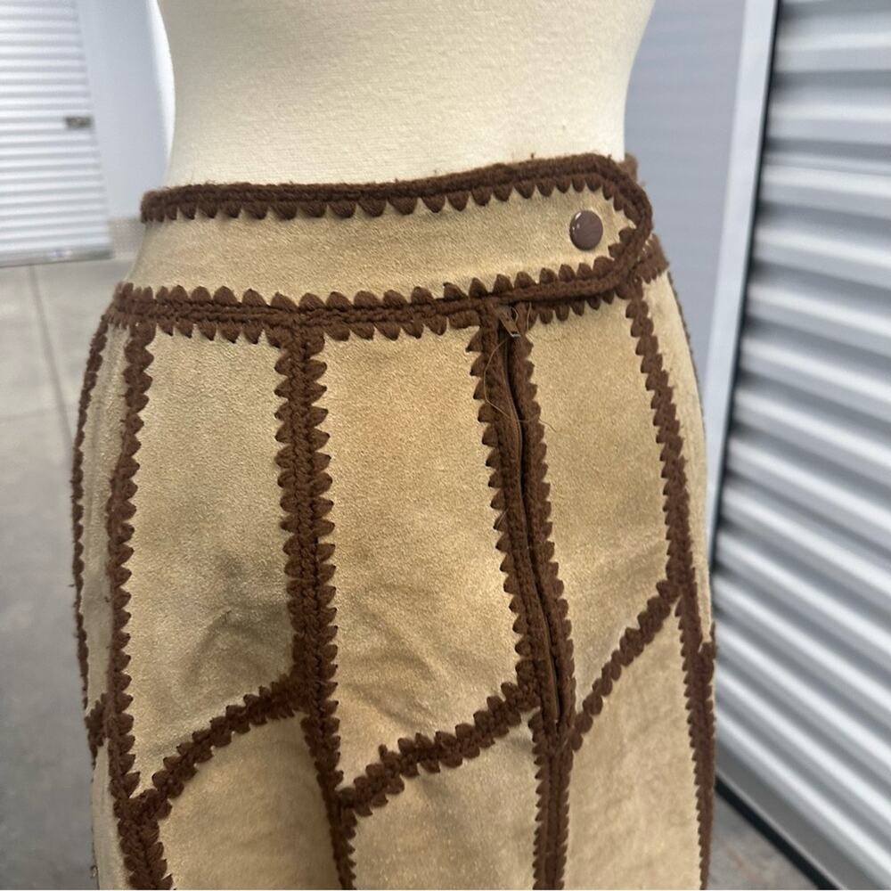 Vintage 70s young east brown suede a line skirt 13/14 - Picture 6 of 16
